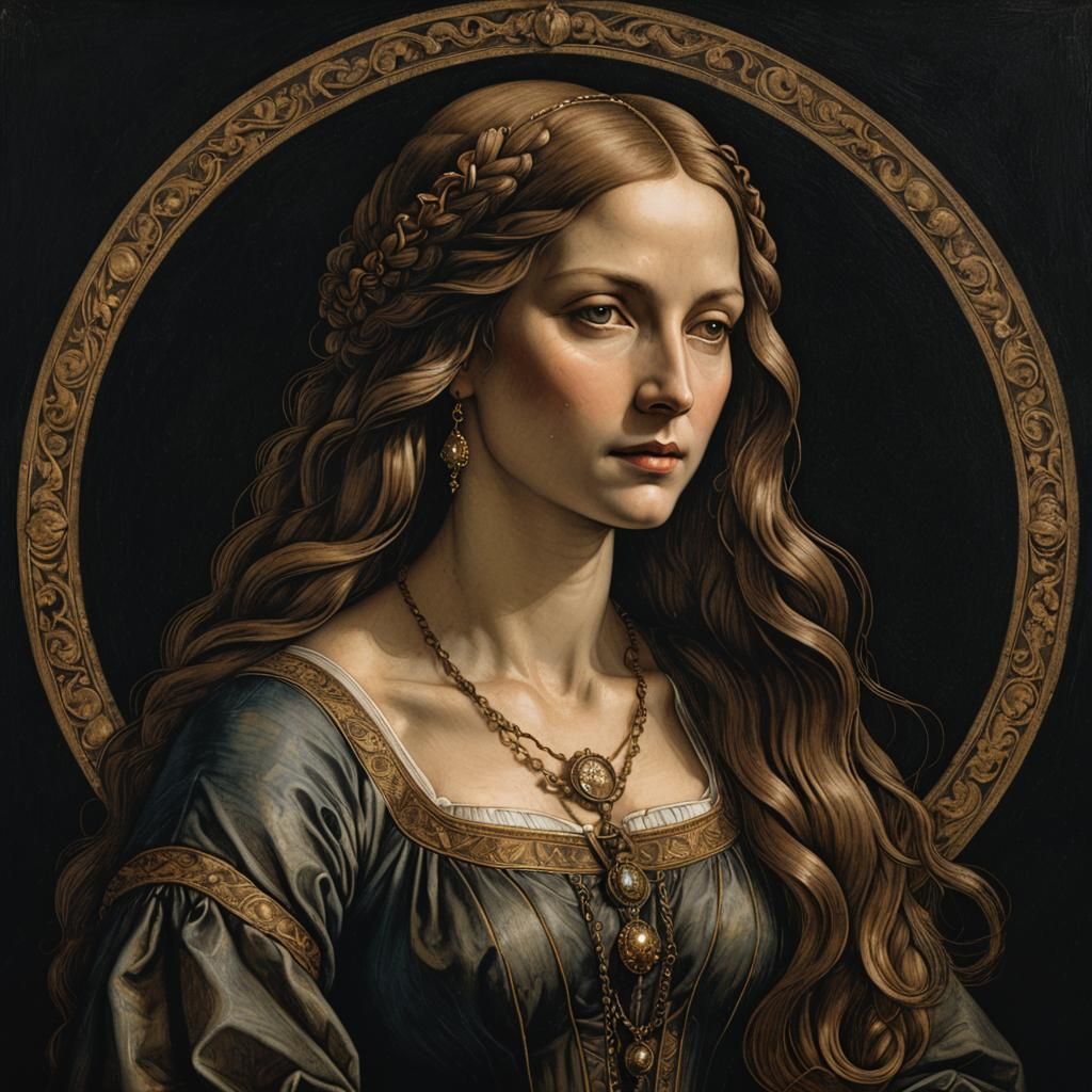 Renaissance Woman Portrait in Da Vinci Style