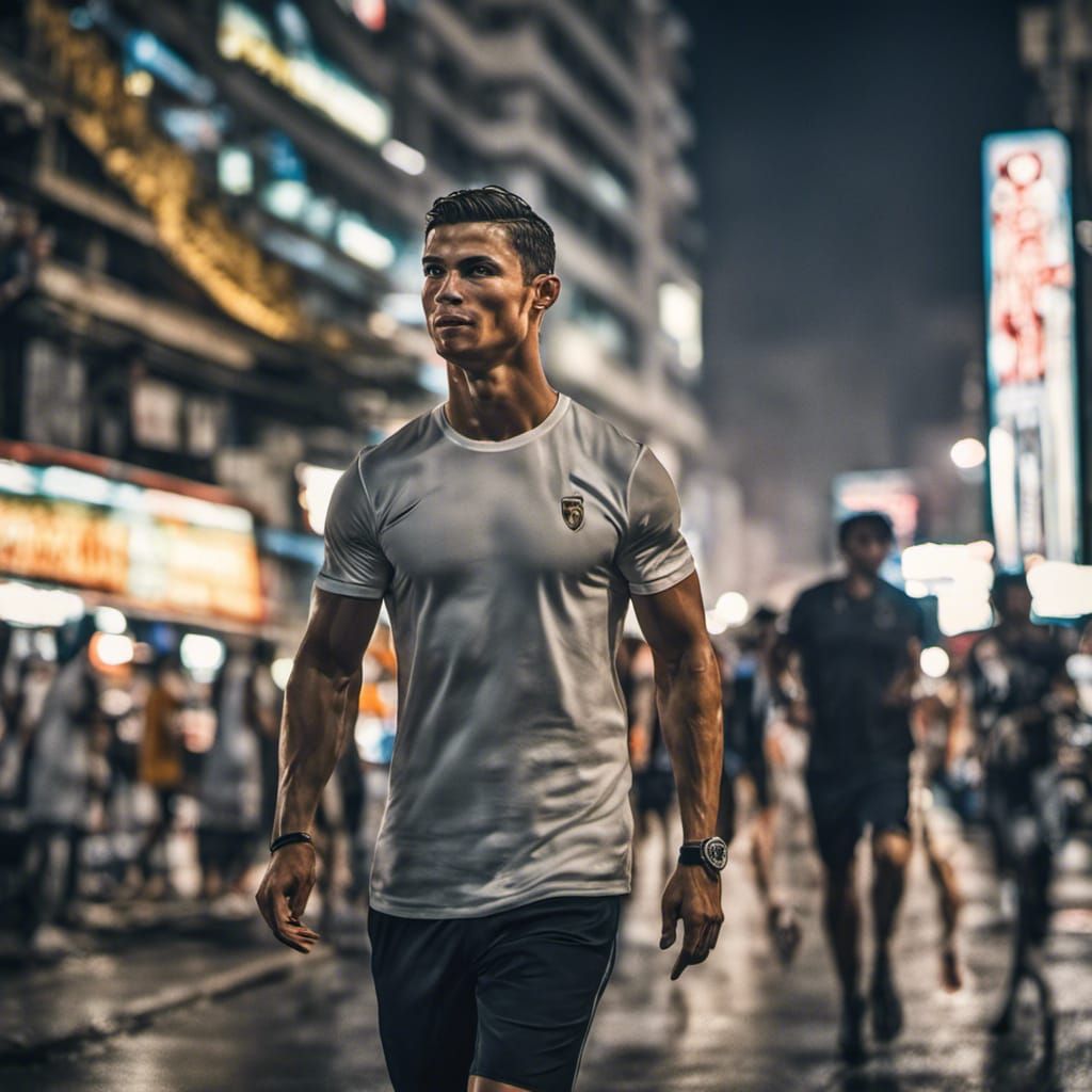 Cristiano Ronaldo in Manila: Hyperrealistic Night Scene