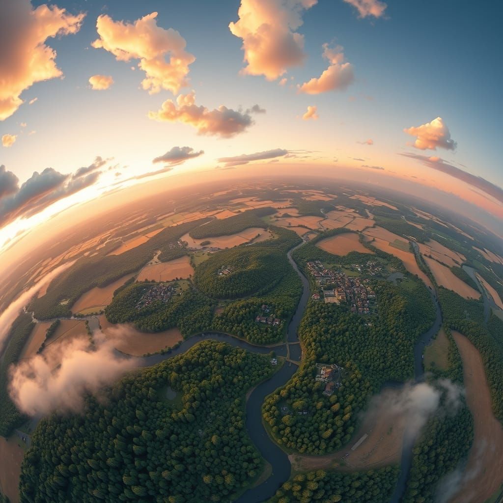 Eagle Eye View: Dreamlike Ghibli Landscape