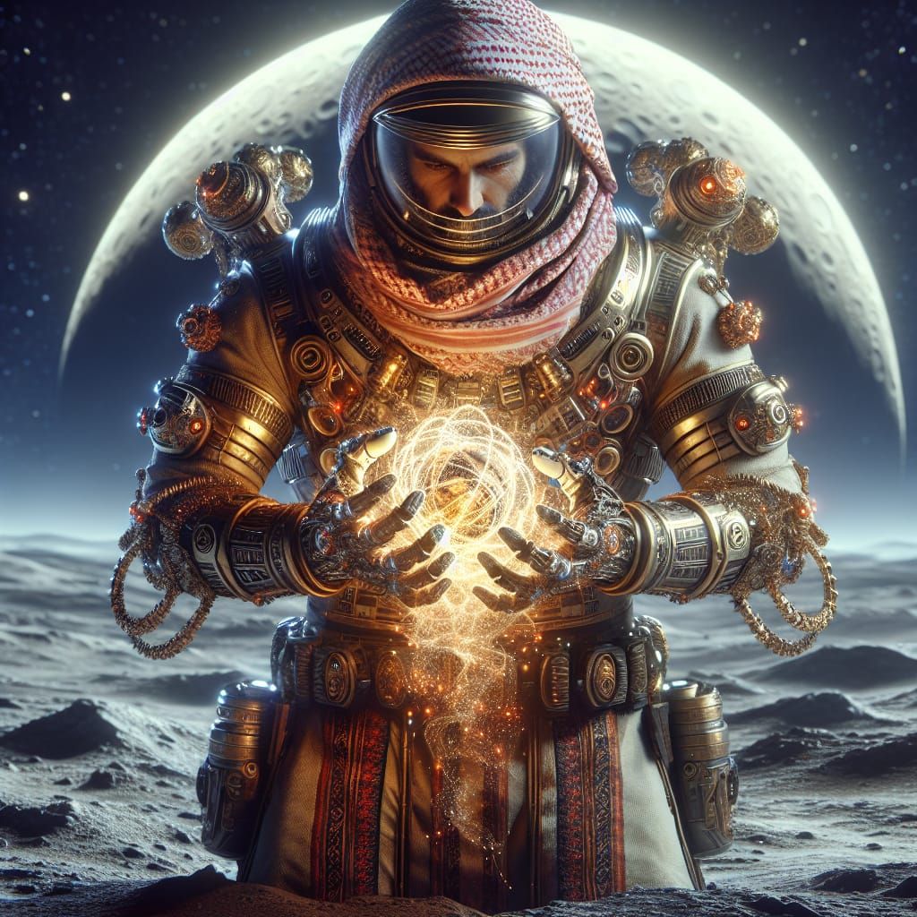 Cybernetic Astronaut Archeologist on the Moon