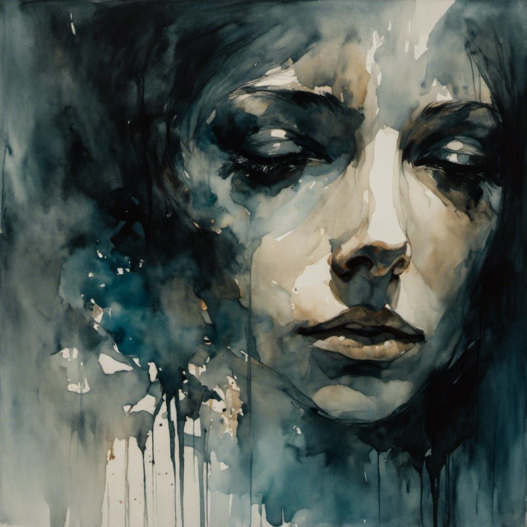 Eerie Portrait in Dark Surrealism with Moody Lighting