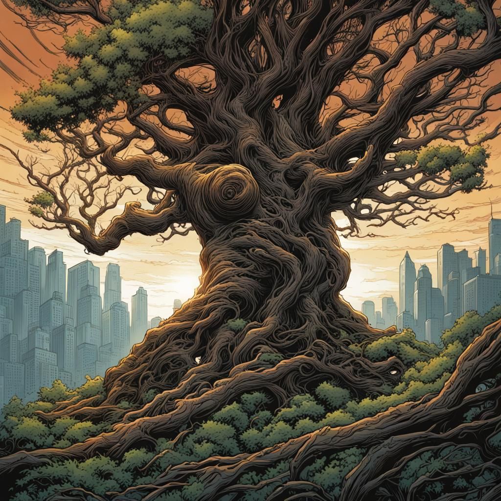 Living Tree Branch in Comic Book Art Style