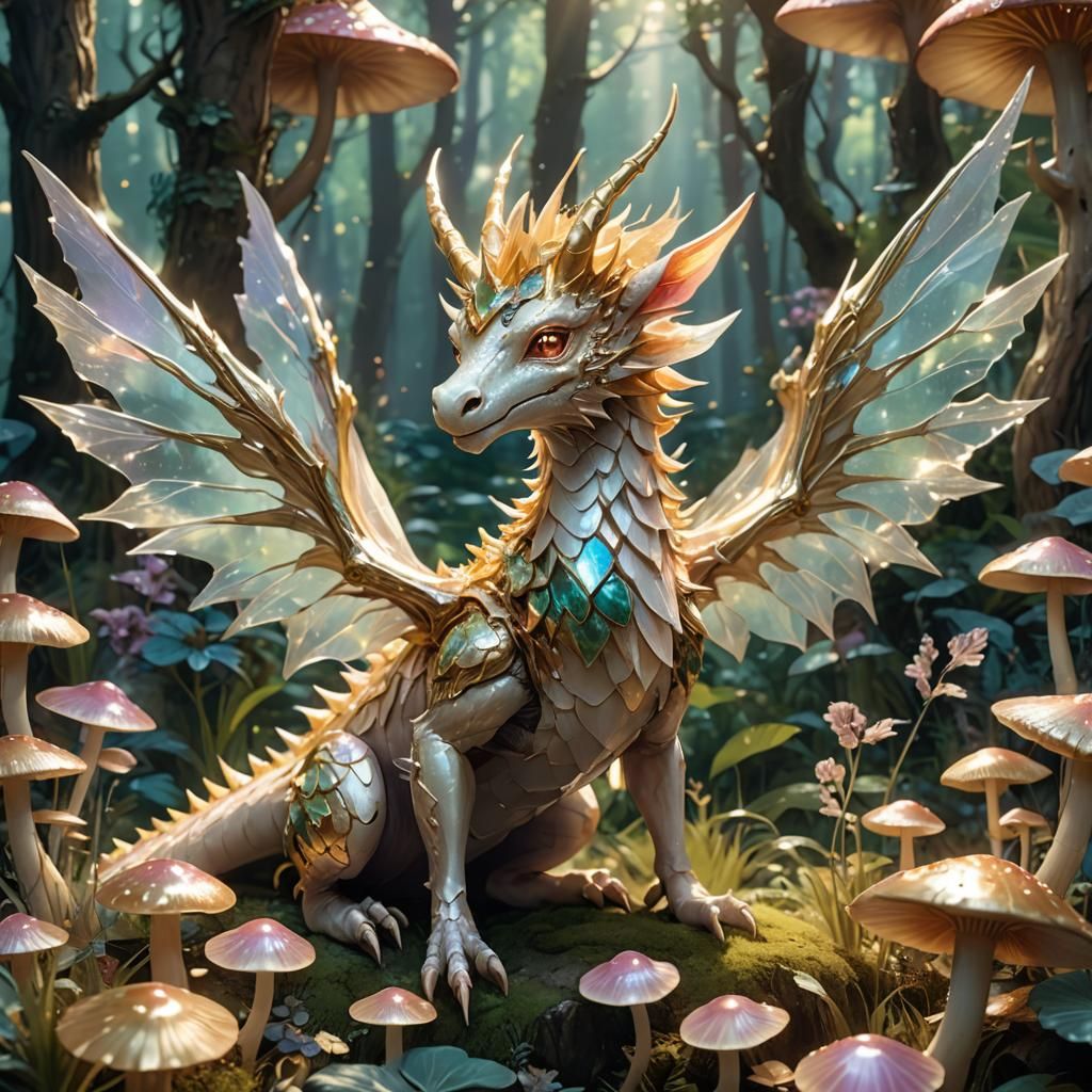 Fairy Dragon with Jewel Horns in Anime Style