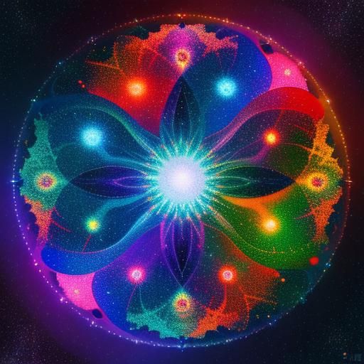 Abstract Fractal Pointillism in Acrylic Style