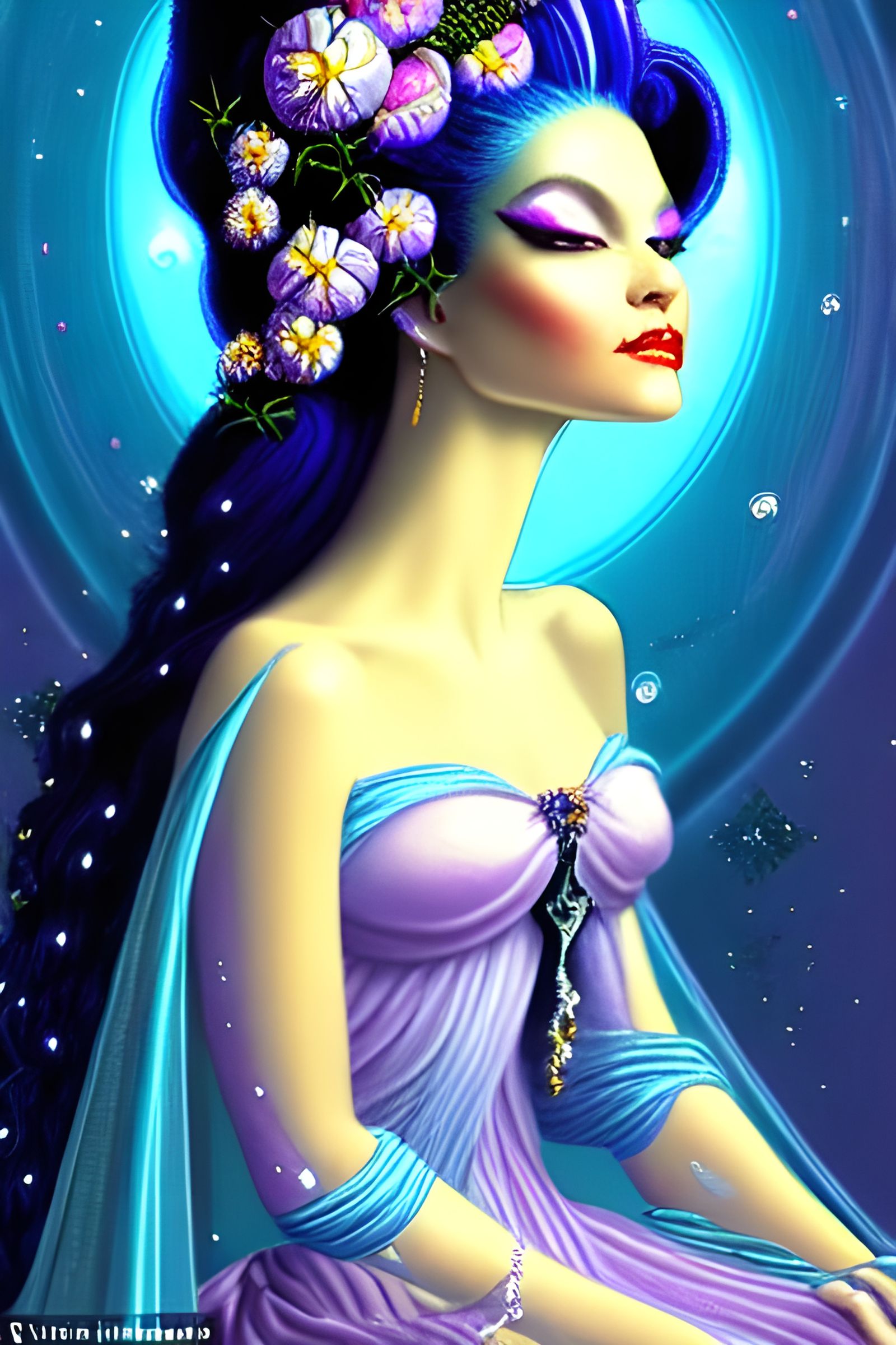 Alien Princess Portrait in a Magic Mirror