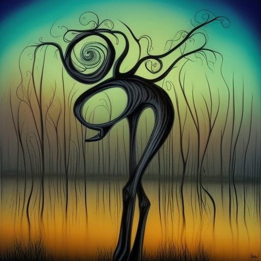 Comic Art of Exaggerated Figure in Burton Style