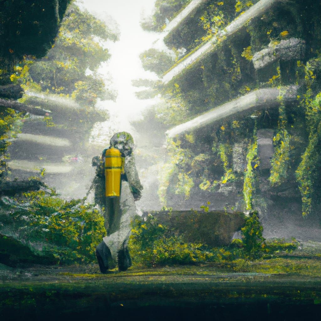 Dystopian City Overgrown with Nature