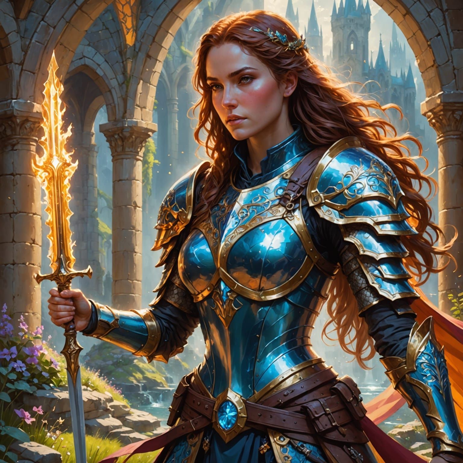 Fantasy Paladin Heals Woman: DnD Art