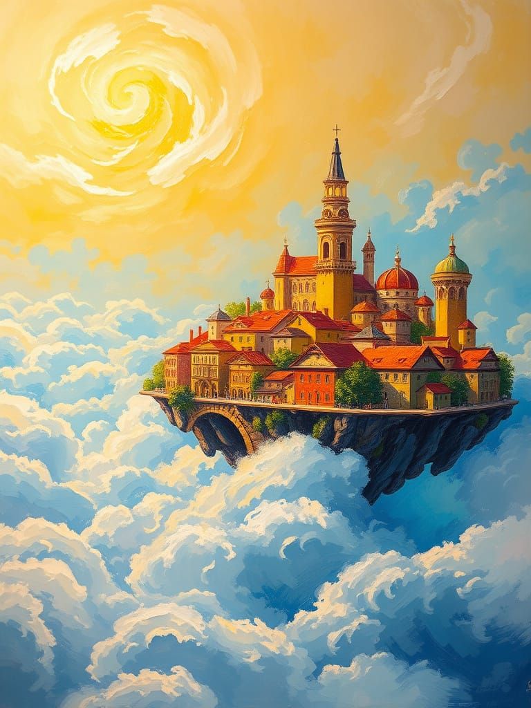 Dreamlike Village in Impressionist Style