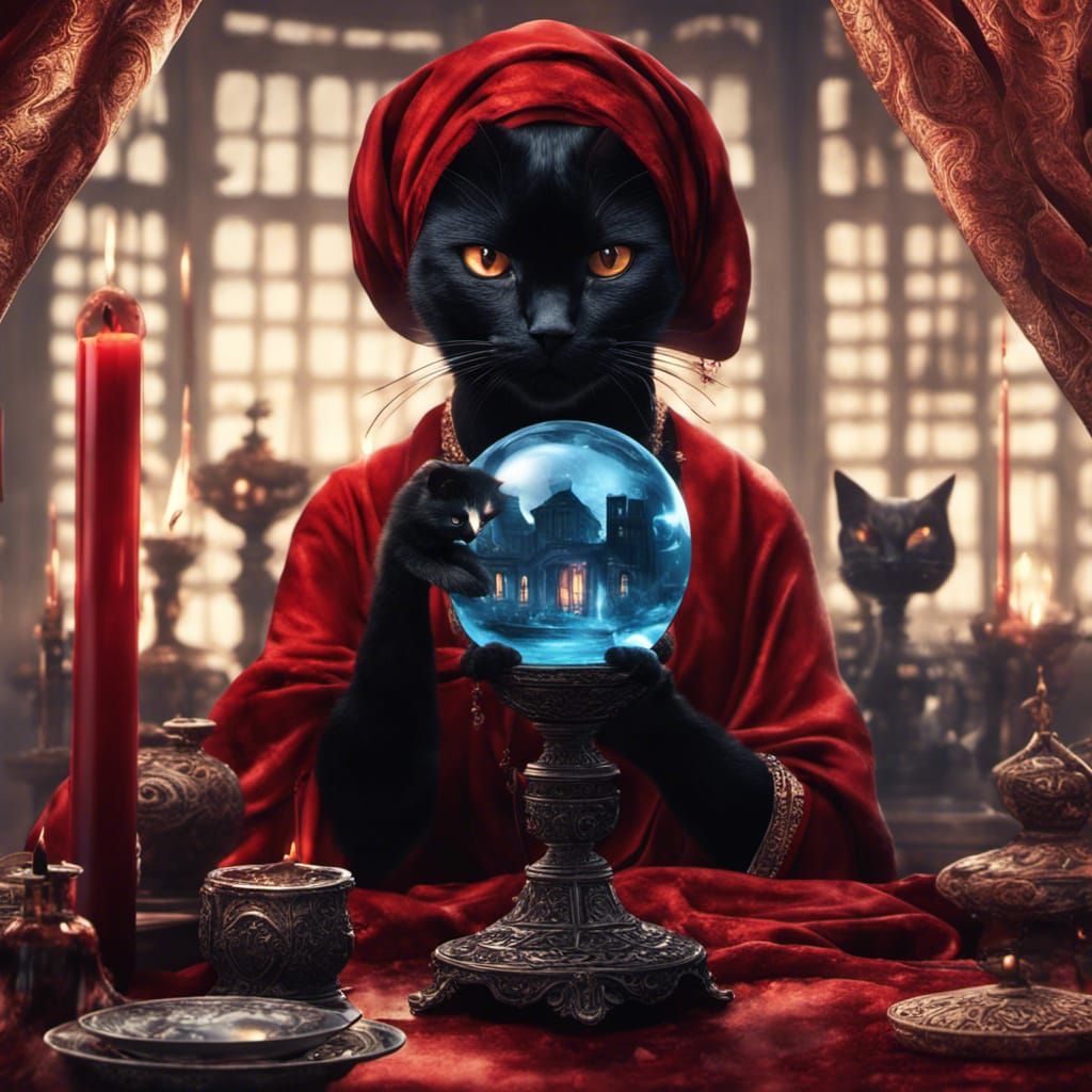 Mystical Fortune Teller with Crystal Ball in Matte Painting