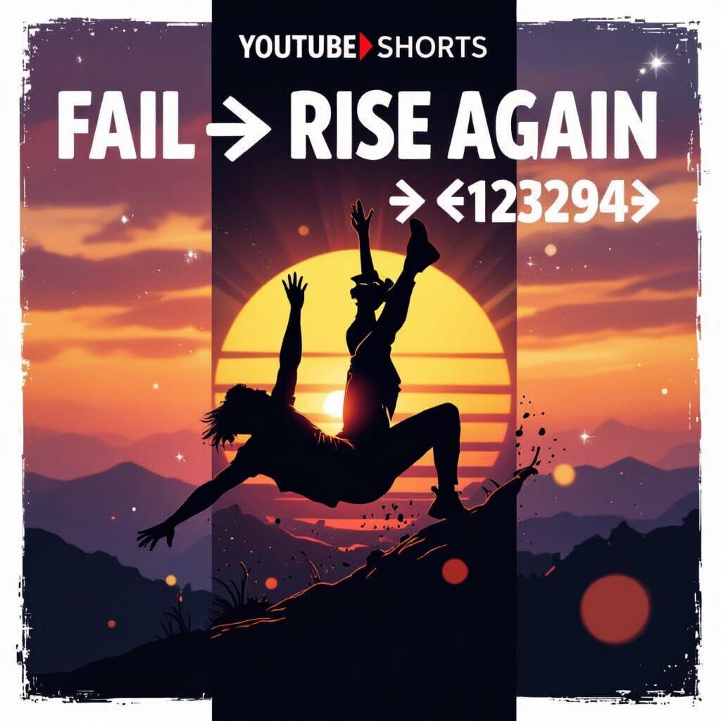 Motivational Thumbnail: Figure Rises from Fall to Triumph