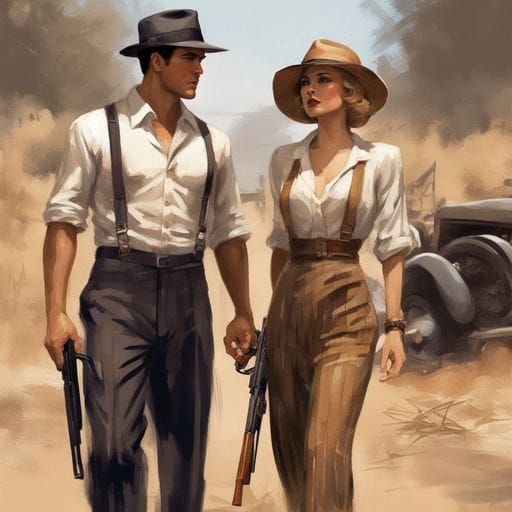 Bonnie and Clyde in 1940s Style