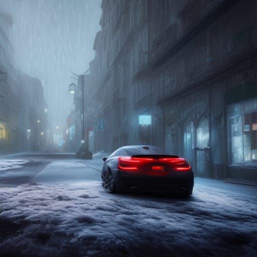 Gangster Car in Frozen Winter Landscape