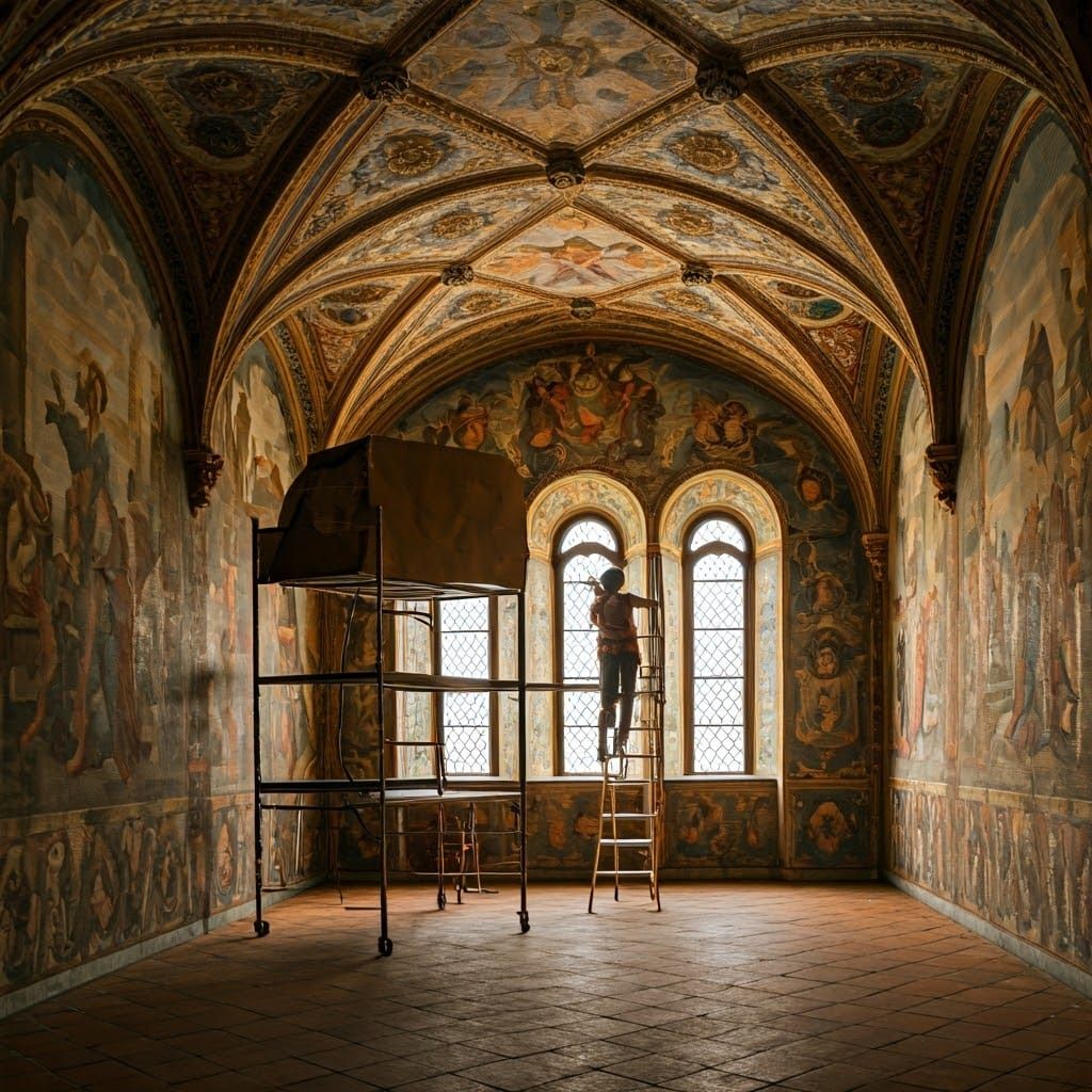 Renaissance Painter Frescoing Castle Hall