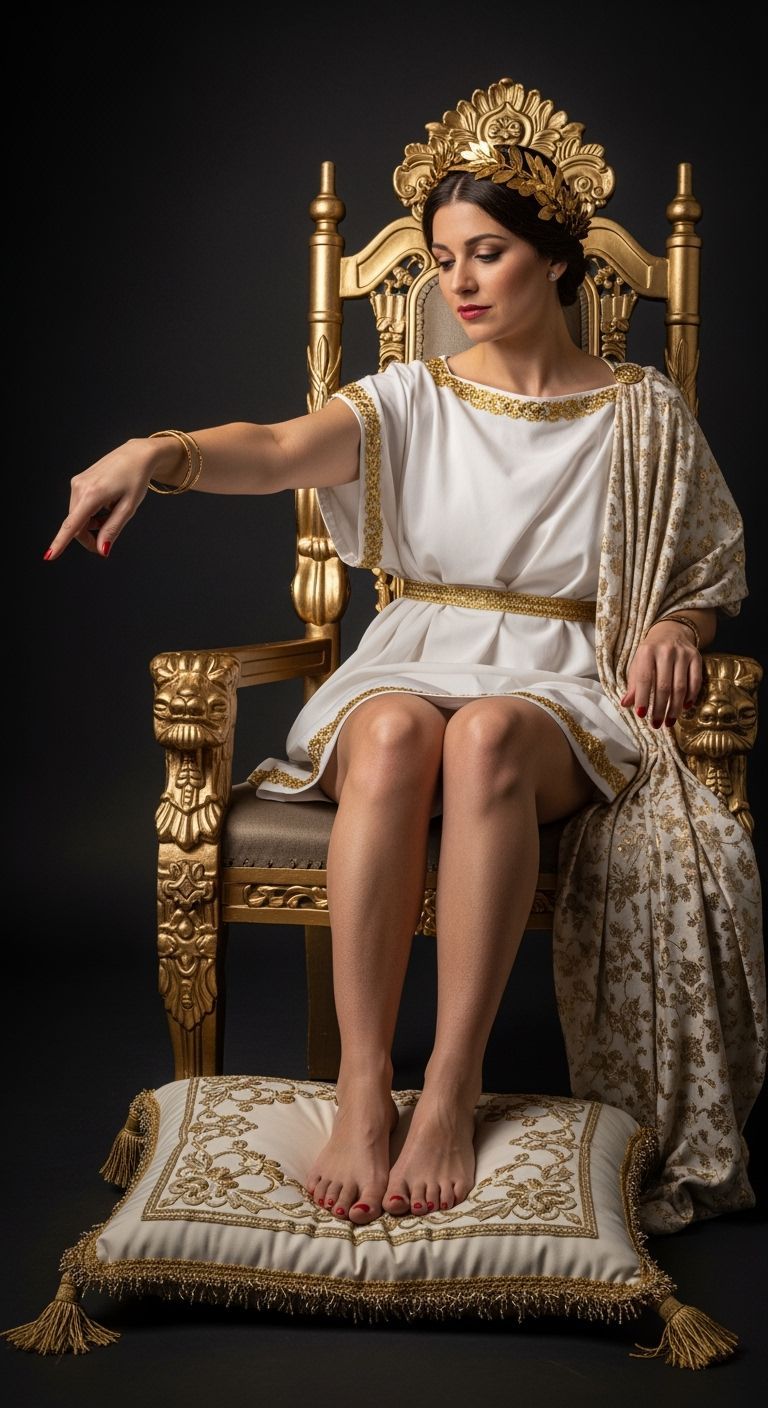 Roman Empress on Gold Throne in Portrait Photography Style