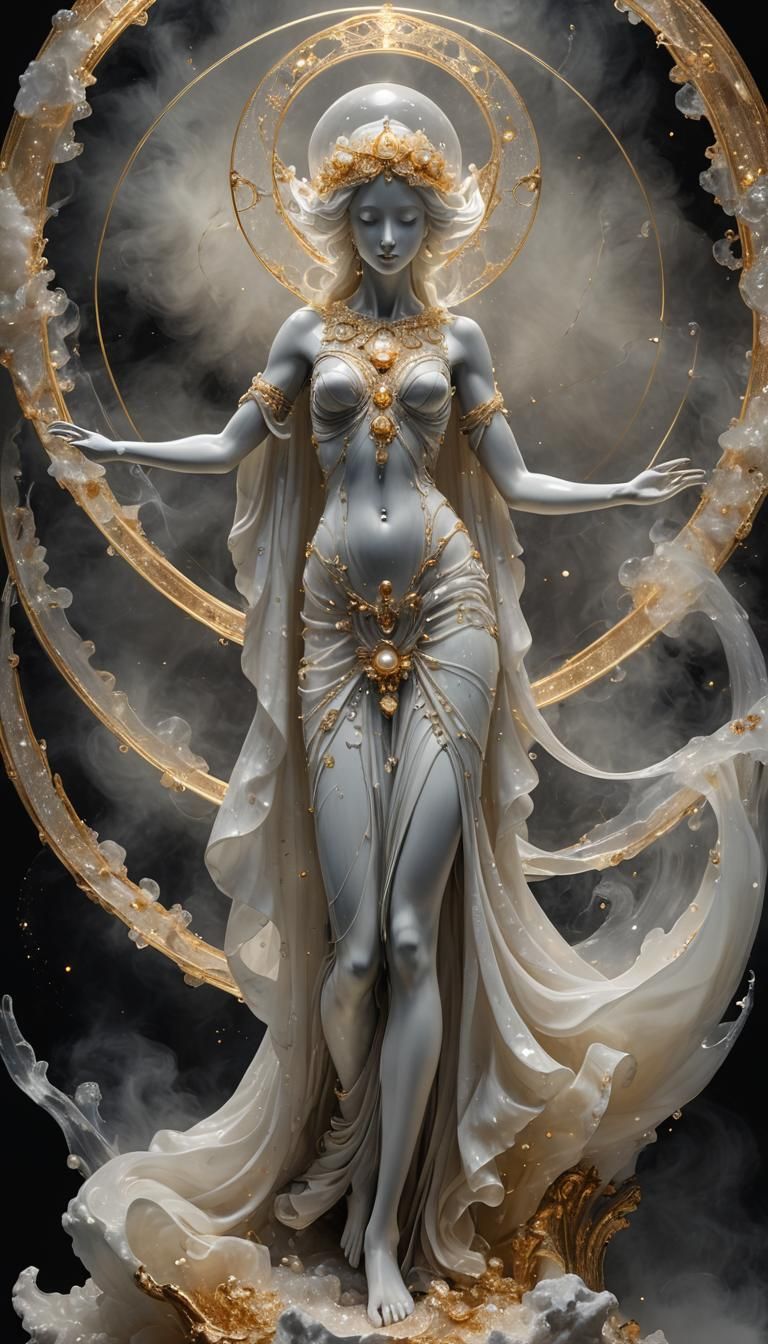 Ethereal Marble Figure in Golden Glow
