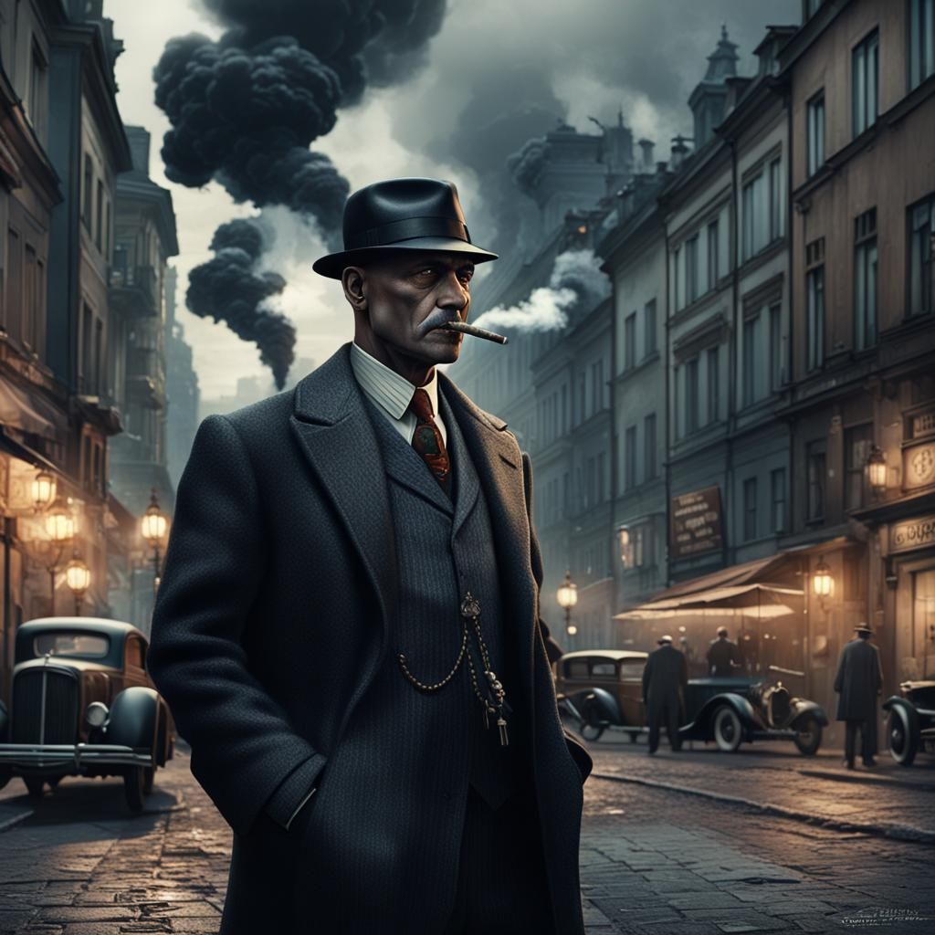 Polish Gangster in Warsaw, Noir Art Style
