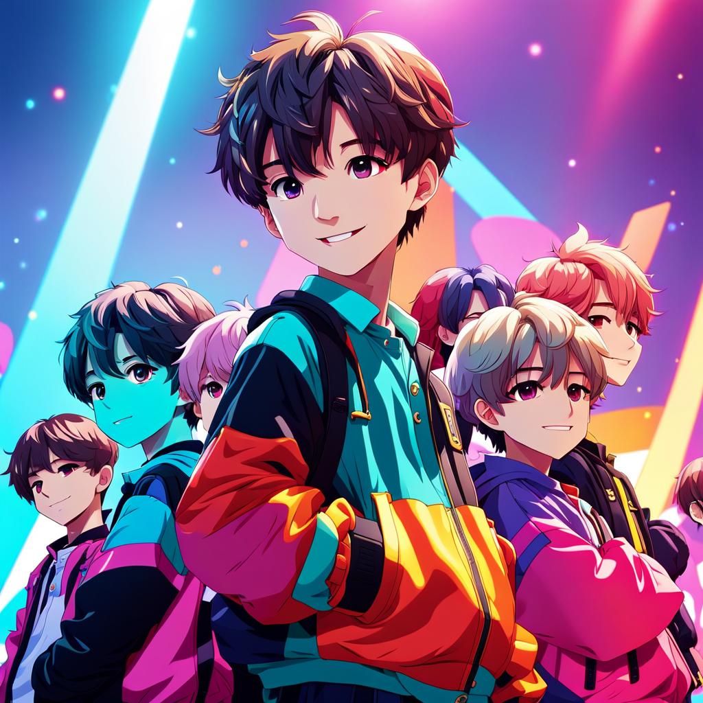 BTS Members in Chibi Anime Style