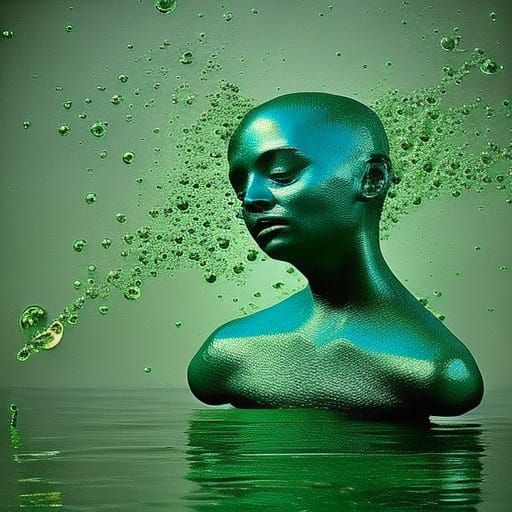 Beautiful Blue Alien Woman Dancing in Rainy City