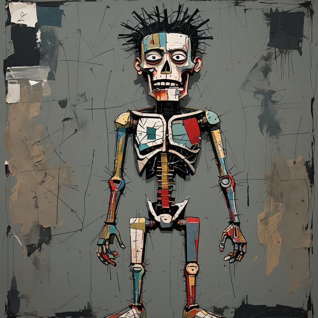 Badly Drawn Deformed Figure in Basquiat Style