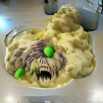 Playful Mashed Potato Monster Illustration