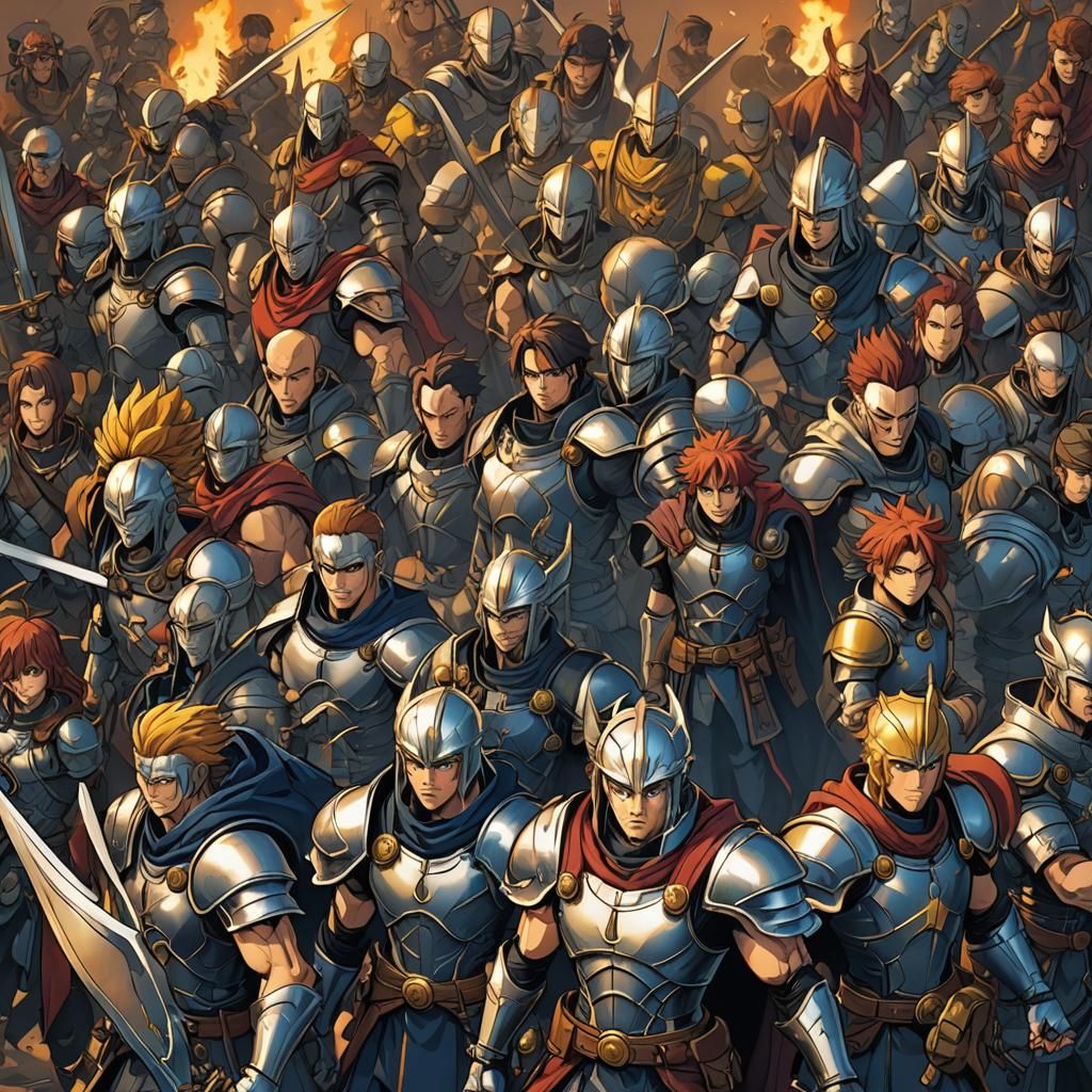 Anime Warriors in Cel-Shaded Style