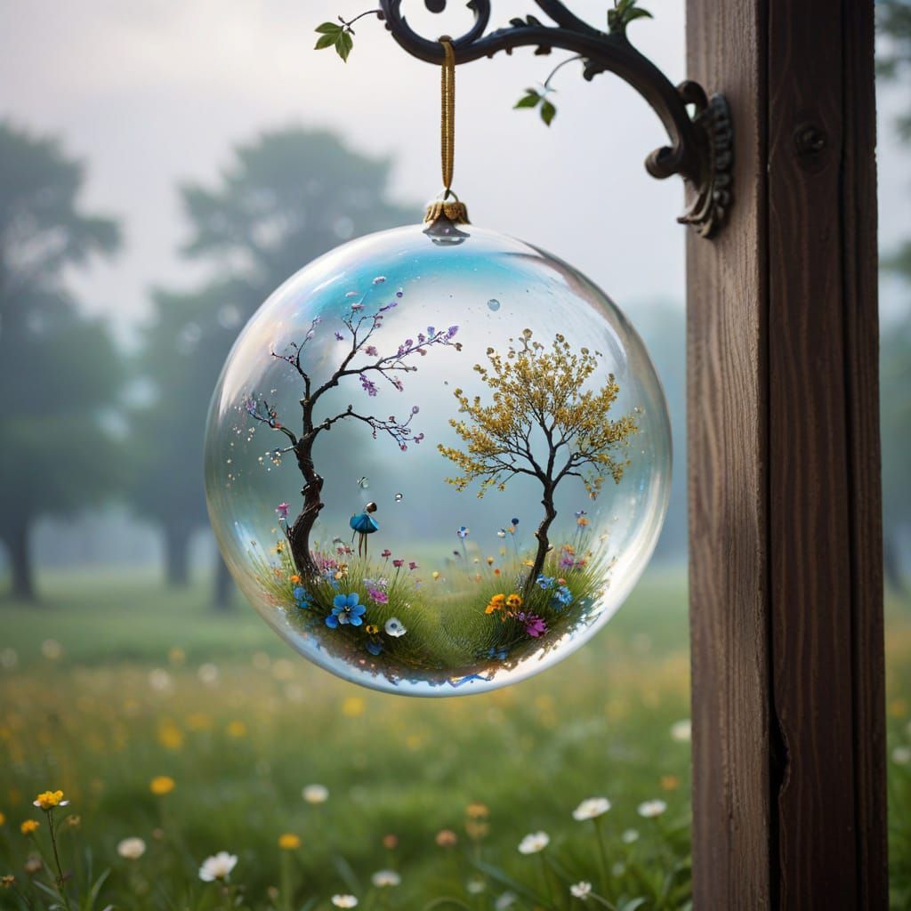 Shimmering Soap Bubble Dancer with Ornate Door