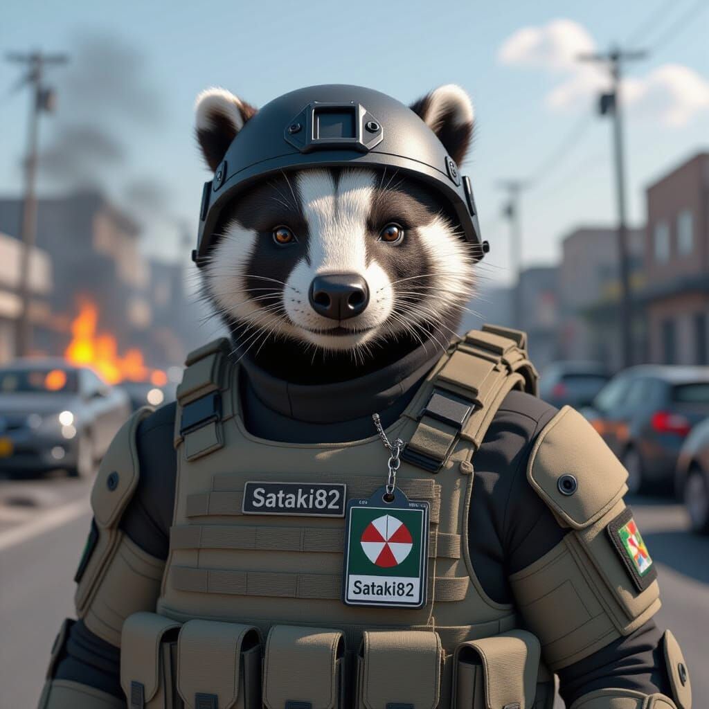 Tactical Badger Medic in Destroyed Cityscape