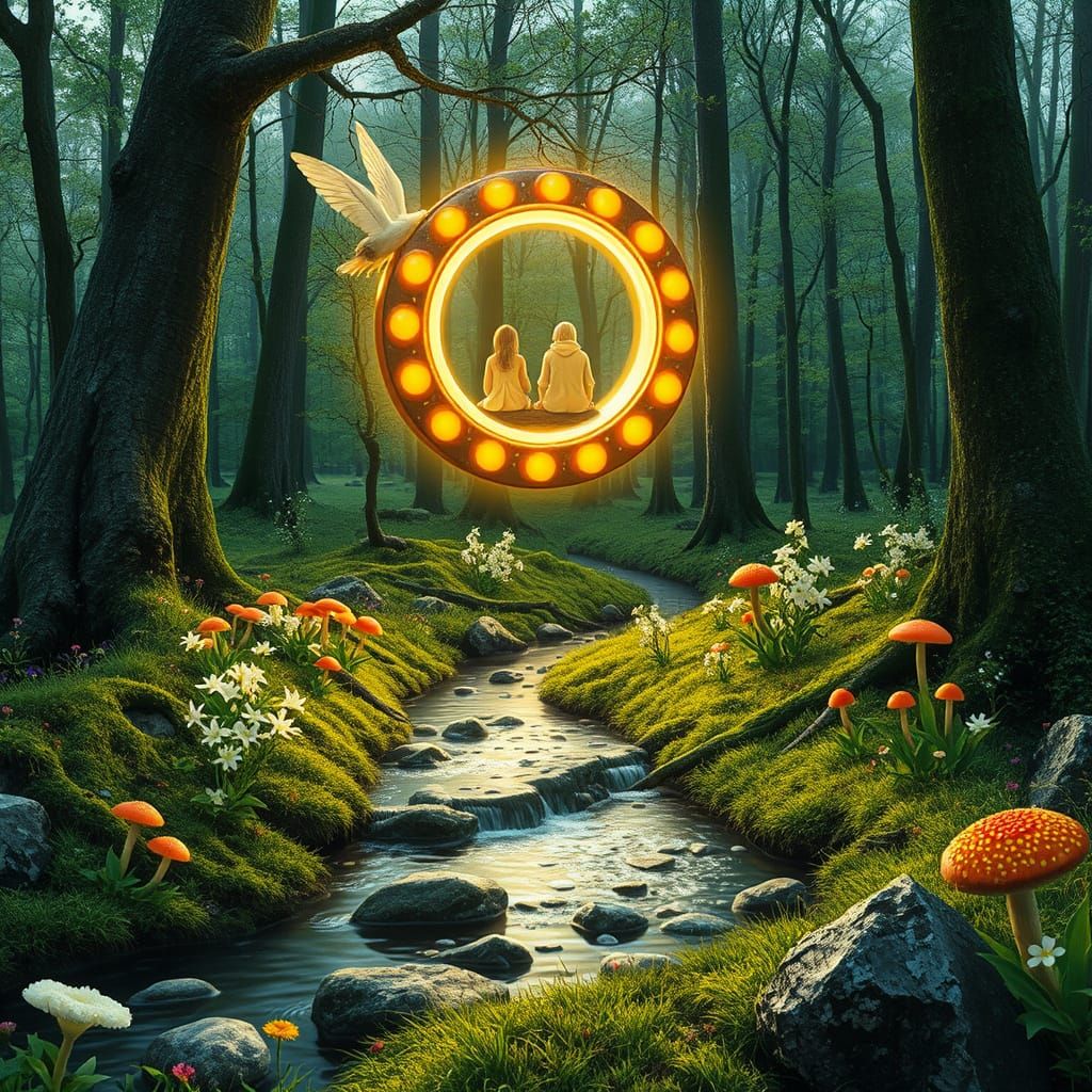 A Breathtaking Fungi World in an Enchanted Forest with a Mys...