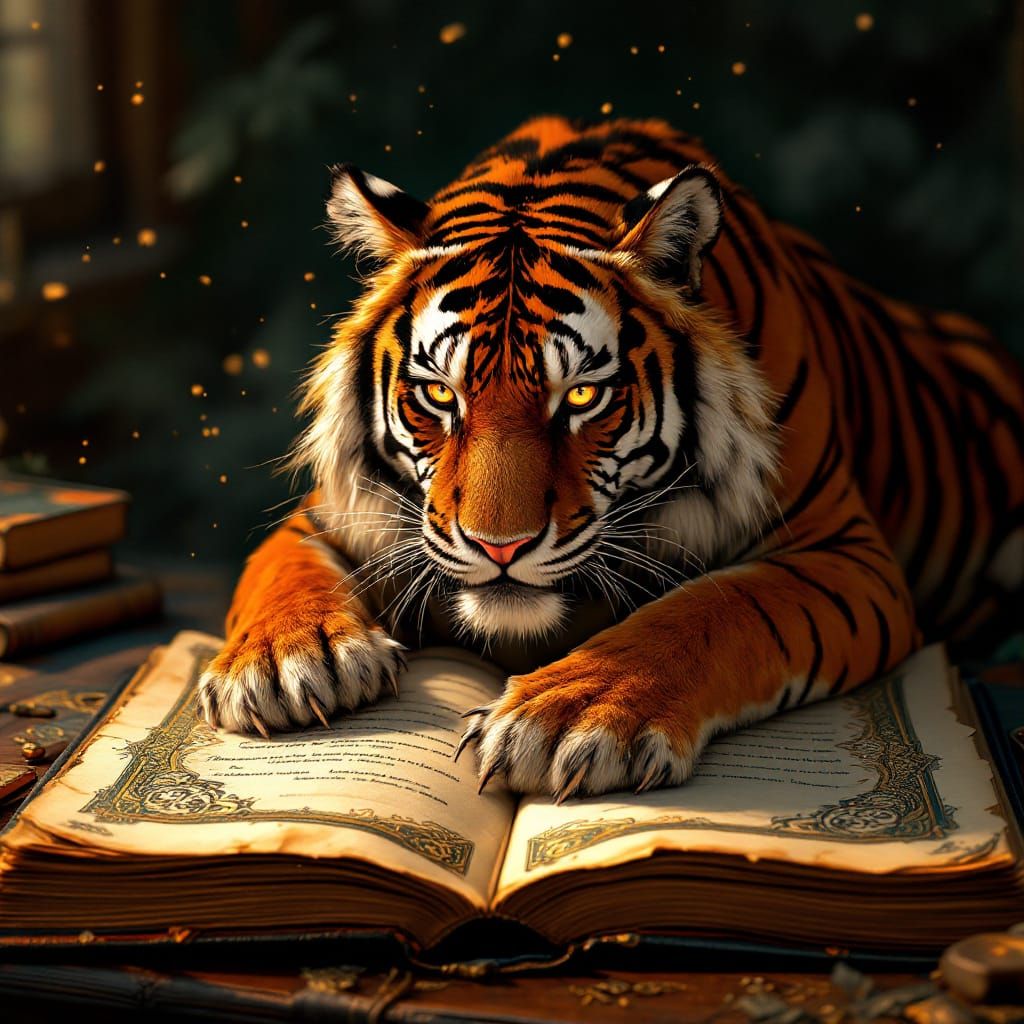 Majestic Tiger Emerges From Ancient Illuminated Manuscript