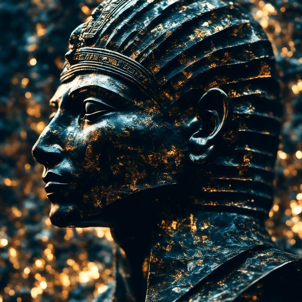 Mystic Pharaoh Silhouette with Glass Pyramids