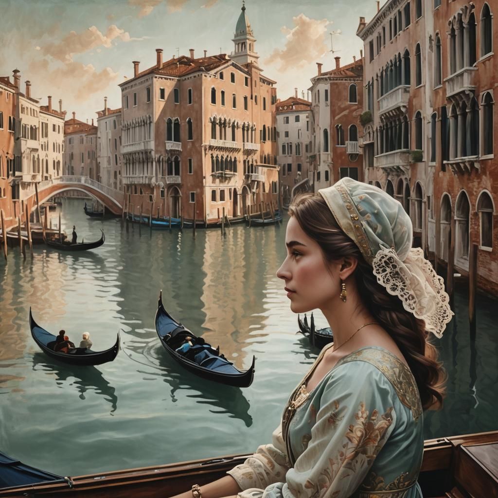Dreamy Venetian Portrait in Dark Fantasy Style