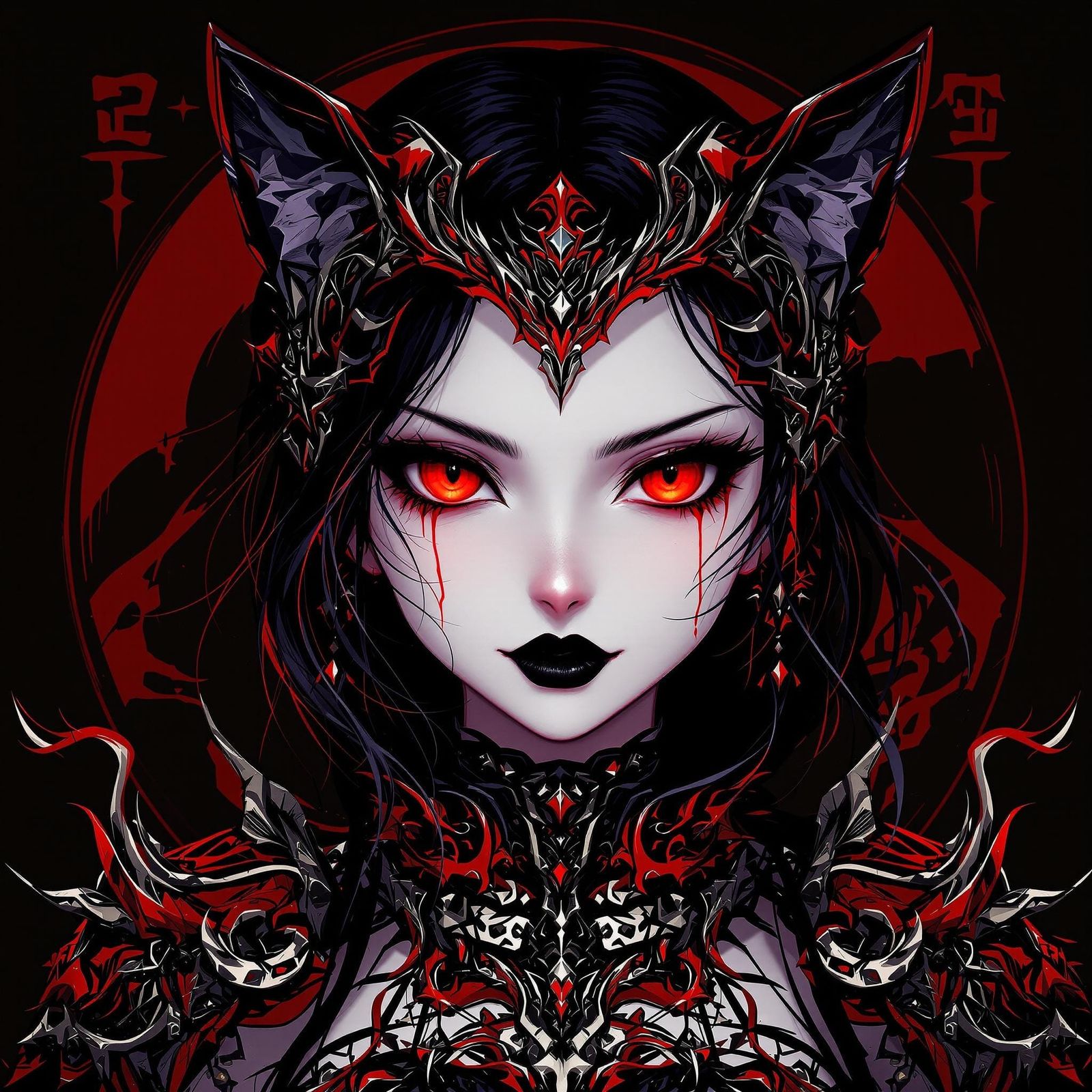 Fantasy Warrior Goddess with Cat Ears Reigns Supreme in Dark...