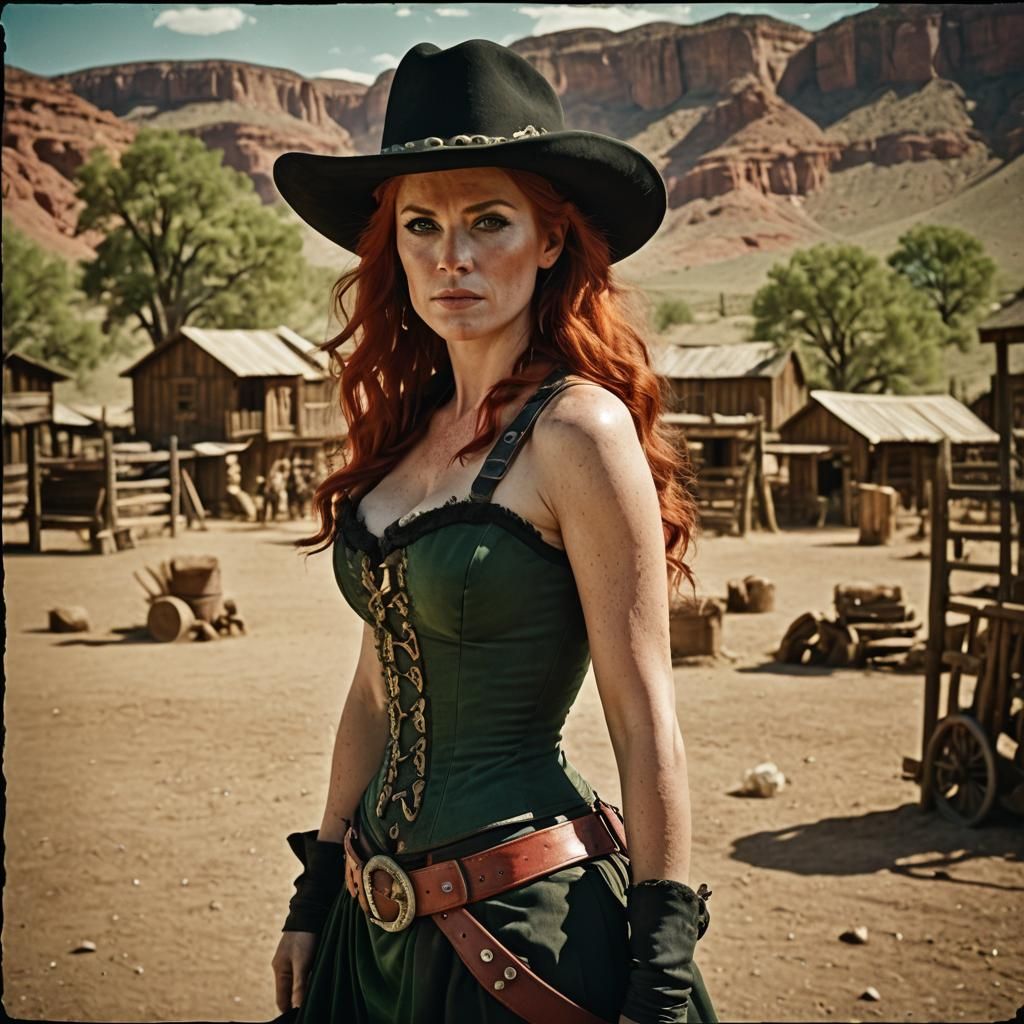 Wild West Redhead in Cinematic Film Still