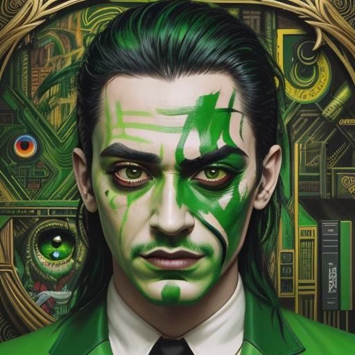 Cyberpunk Man with Green Paint Surreal Portrait