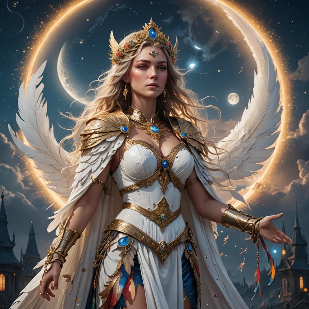 Goddess Freya Watching Over Earth as Fantasy Art