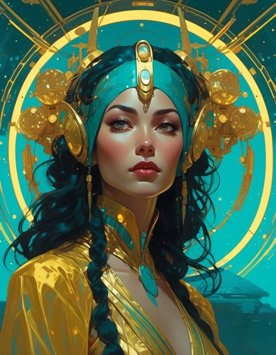 Ethereal Galactic Sci-Fi Priestess Portrait