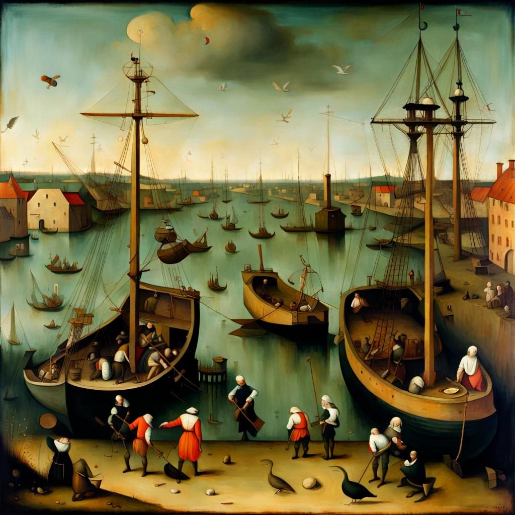 Docks in the Style of Hieronymus Bosch