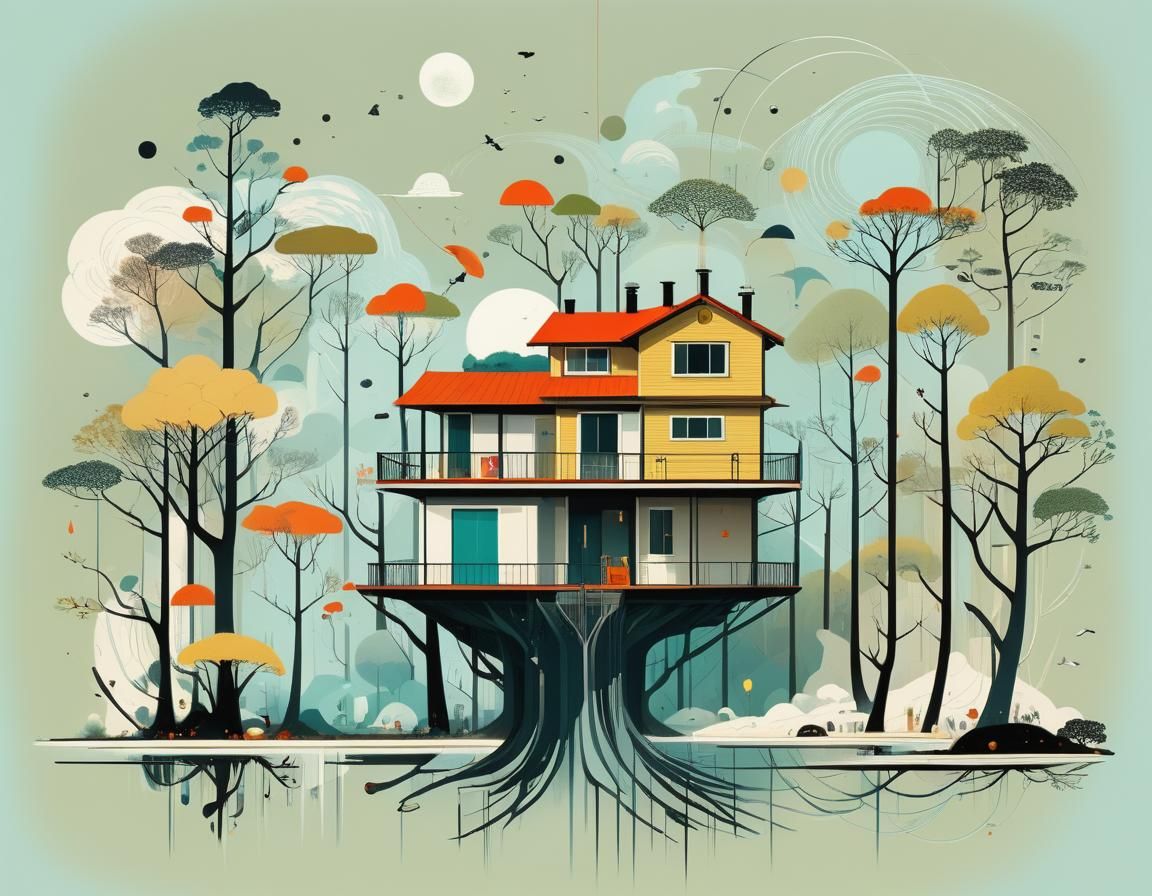 Charming Home Illustration in Modern Style