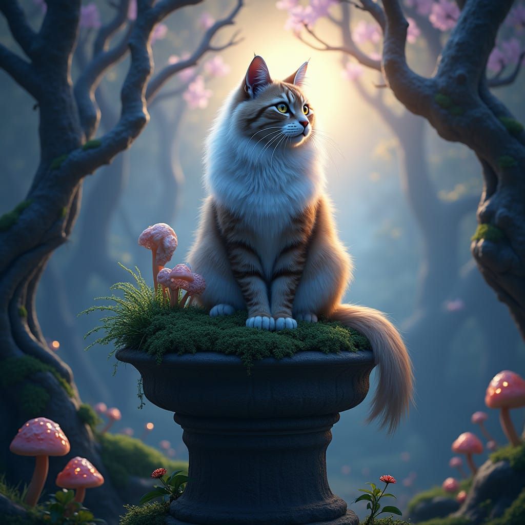 Majestic Cat Embodies Nature's Essence in Whimsical Dreamsca...