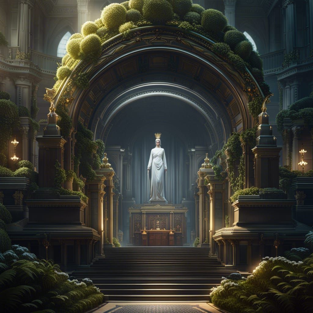 Robotic Judge with Royal Crown and Jewelry