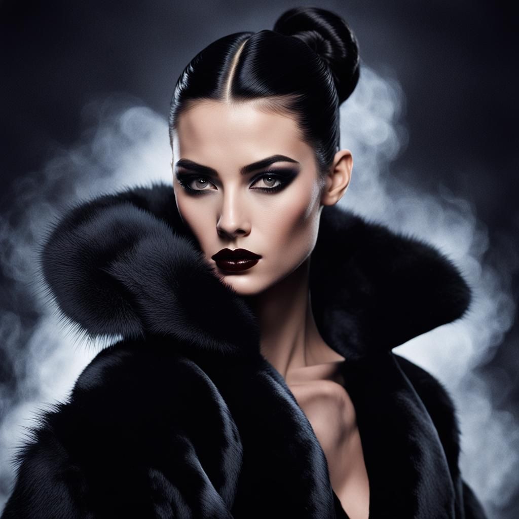 Sultry Woman in Fur Coat Takes Aim: 3D Film Noir