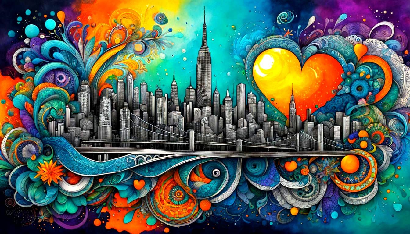 Vibrant Zentangle Masterpiece with Geometric Patterns and Or...