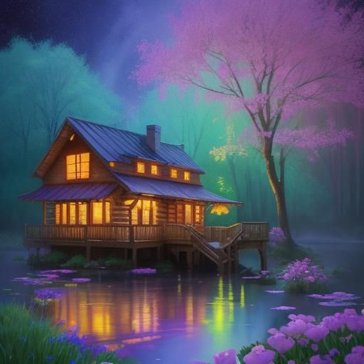 Whimsical Spring Landscape in Candy Art Style