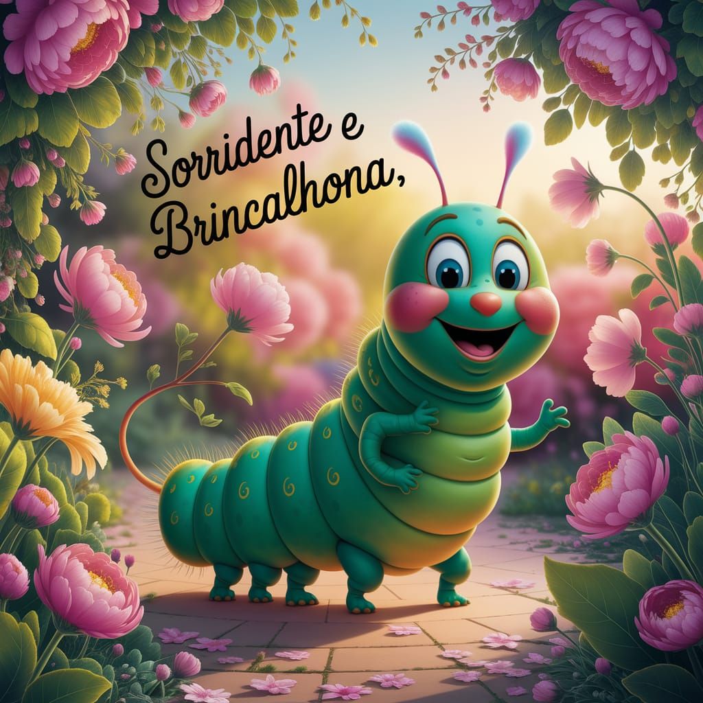 Playful Caterpillar Dancing in a Vibrant Garden