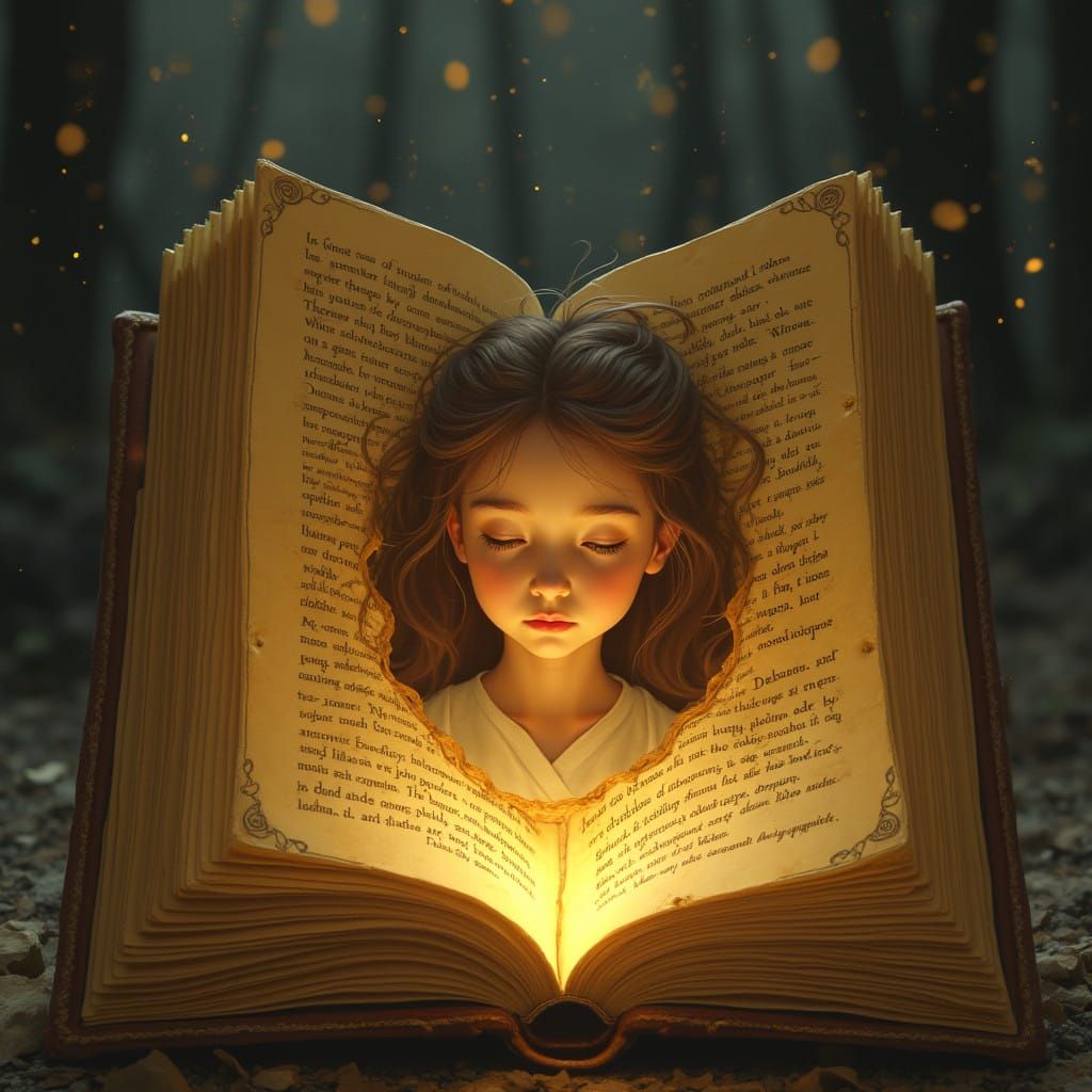 Majestic Leather-Bound Book with Radiant Young Reader