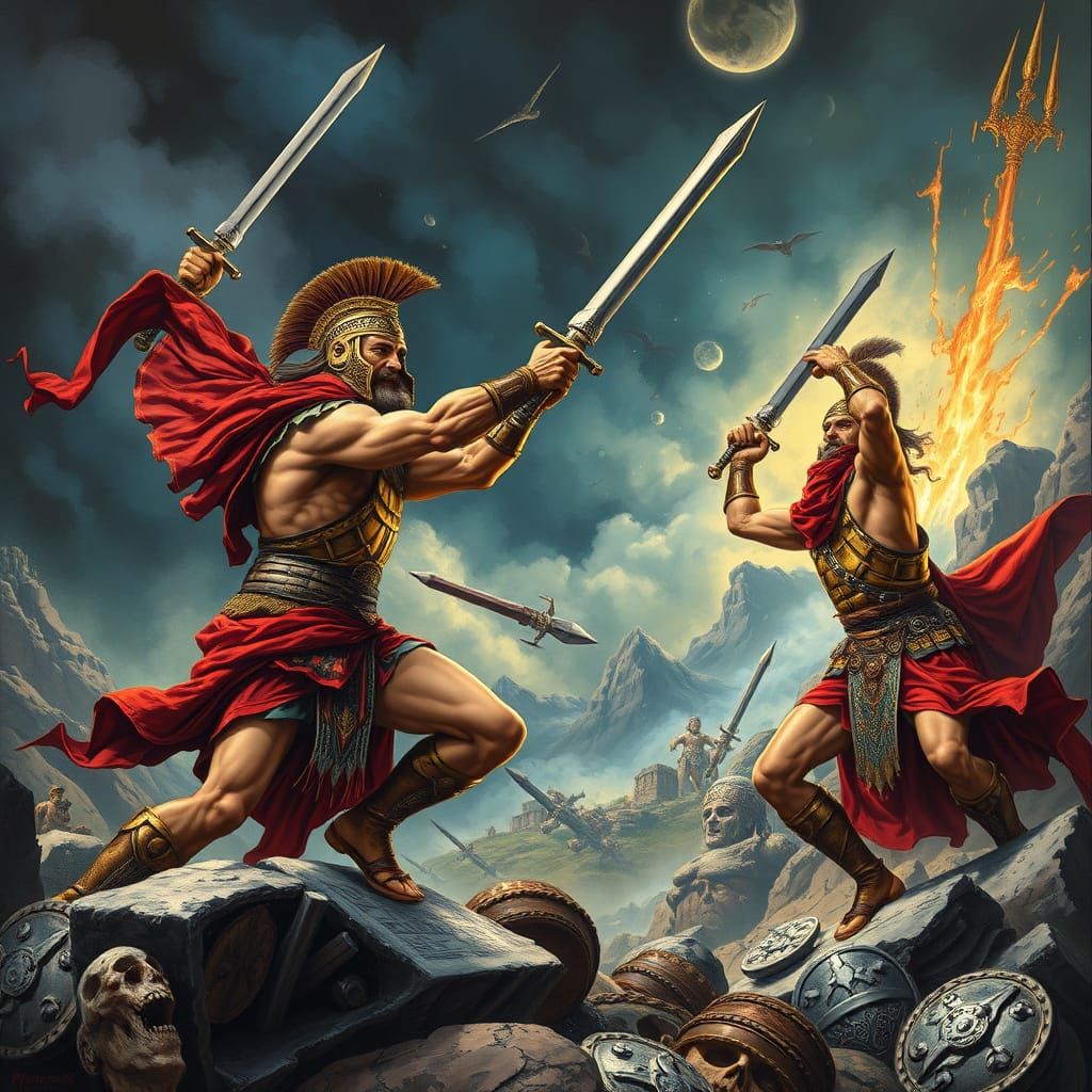 Epic Battle of Roman Gods on Olympus