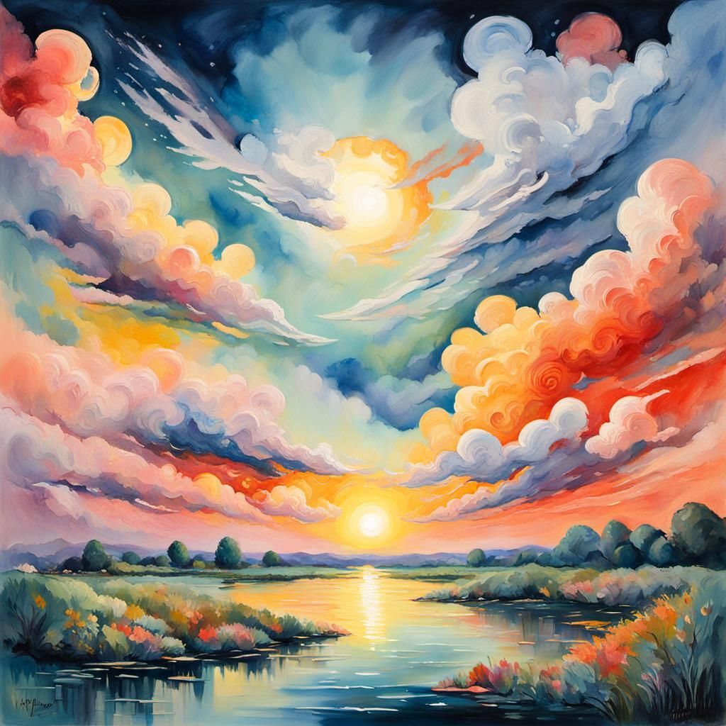 Dreamy Gouache Dawn: Impressionist Watercolor Masterpiece