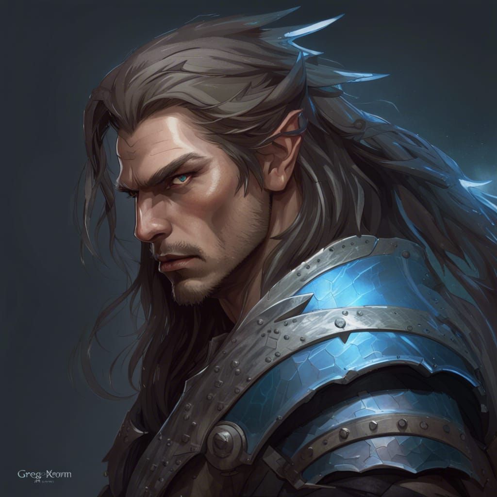 Dragon-Human Warrior Portrait in Dark Fantasy Style