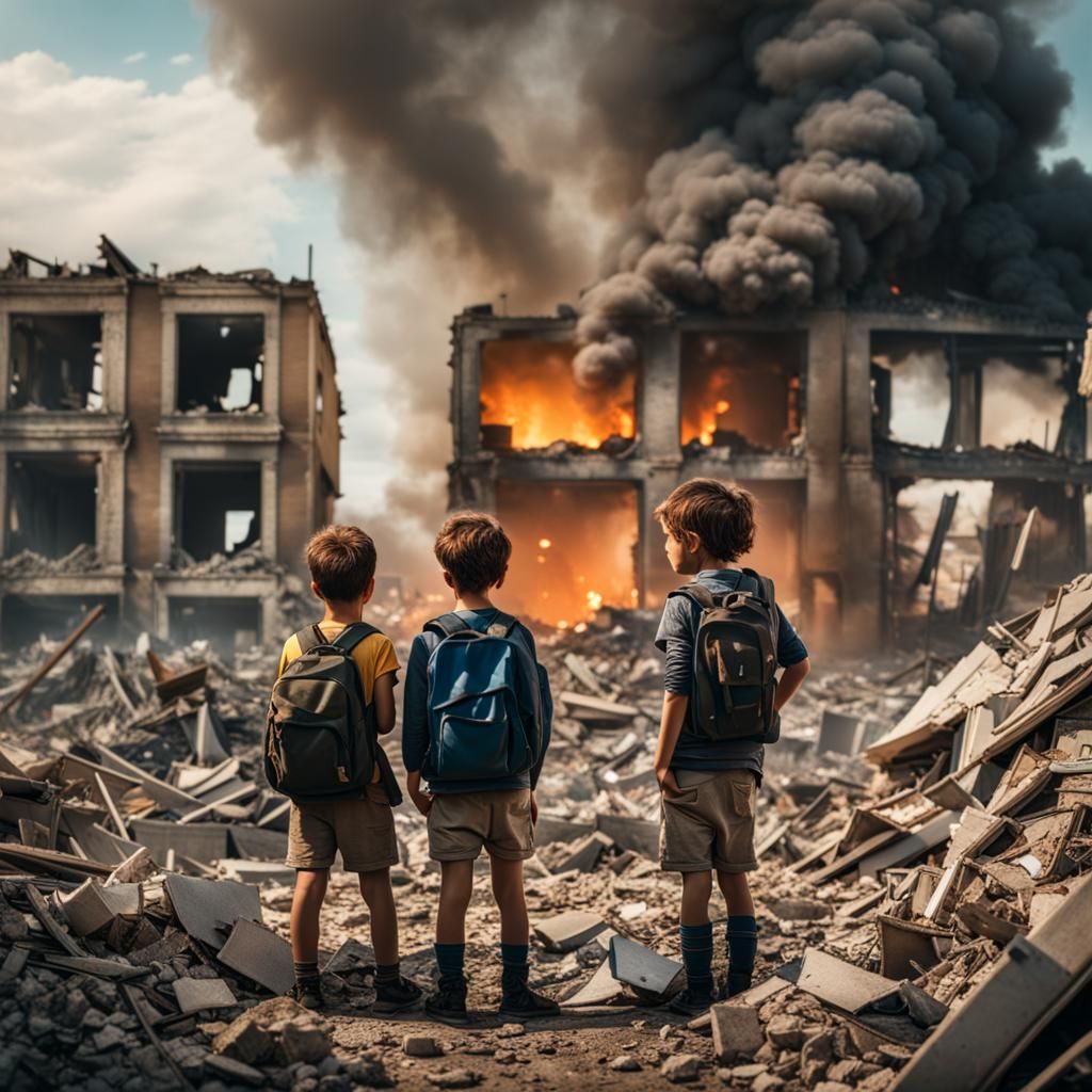 Wartime Sorrow in Hyperrealistic Color